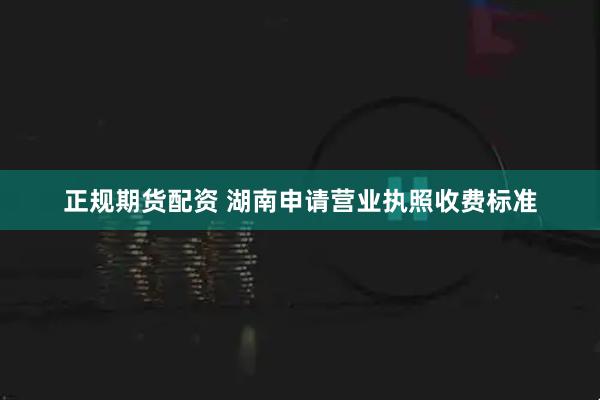 正规期货配资 湖南申请营业执照收费标准
