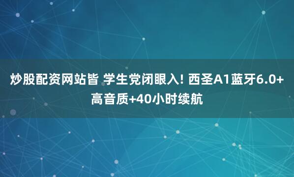 炒股配资网站皆 学生党闭眼入! 西圣A1蓝牙6.0+高音质+40小时续航